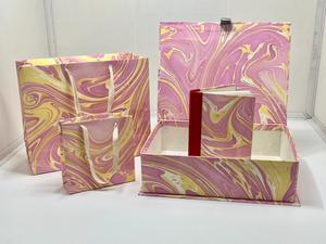 Handcrafted <b>wood</b> <b>block</b> and marble paper boxes offering elegant texture and artistic appeal for premium gifting and packaging - Product Image 3