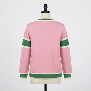 New Sorority V Neck Pink Green Cardigan Embroidery Logo Womens Full Sleeve Knit Sweater Greek Apparel <b>Custom</b> Fraternity Quick - Product Image 2