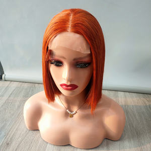 Human <b>Hair</b> Wig Orange <b>Color</b> With Closure 100% Vietnamese Bone Straight Quality Super Human <b>Hair</b> High Quality - Product Image 1