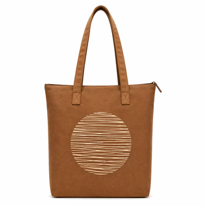 300GSM Solid Brown <b>Canvas</b> <b>Tote</b> Bag Large Capacity Eco Friendly Reusable Shopping Bag Custom Logo Zip Closure Heavy Duty - Product Image 1