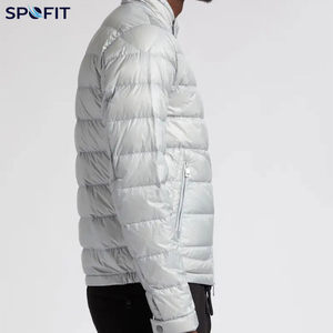 <b>Lightweight</b> Puffer Jacket Stand Collar Zipper Closure Windproof Solid Color Winter <b>Coat</b> Casual Style Thin Fit - Product Image 2