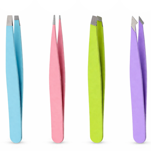 Juego de Pinzas para Cejas Reutilizables de Acero Inoxidable con Punta Inclinada - Product Image 1