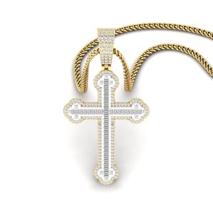 Stylish Silver + moissanite Plated <b>Cross</b> Pendant With Wings <b>Charm</b> Crystal Hip hop Style Unisex Jewelry pendant - Product Image 1