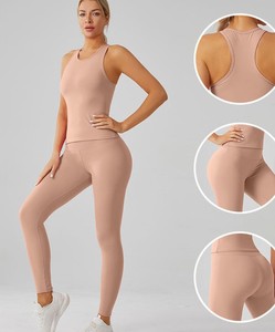 Shorts de yoga personnalisés pour femmes en polyester/coton, coupe-vent, écologiques, séchage rapide, col montant, motif uni, sportifs pour la gym - Product Image 5