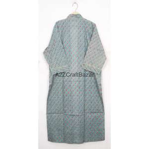 Kimono 100% Algodón con Estampado Floral, Bata de Dormir Abierta por Delante para Mujer, Estilo Indio, Orgánica, para Verano, Playa o Dormir - Product Image 1