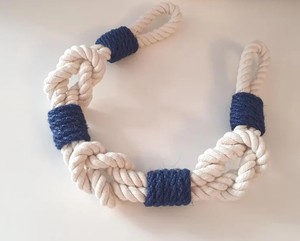 Nautical Cotton Rope Curtain Tie-Back: Navy Jute Accent - Product Image 3