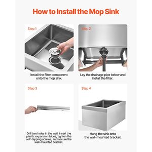 Supporto a parete 3-in-1 in acciaio inox 304 per lavandino e scopa, 22 x 19 x 12 cm, con filtro a X di alta qualità - Product Image 4