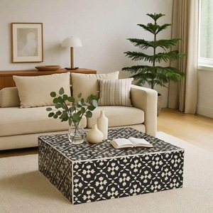 ILAHI's Bone Inlay <b>Table</b> Modern Design Agate Detailing <b>Storage</b> Portable Home Furniture - Product Image 1