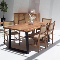 Table à manger Vandana Zentrix Zenova en bois d'acacia foncé avec un design contemporain fait main
