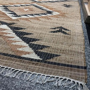 Handmade Modern Jute Area <b>Rug</b> Natural Woven <b>Boho</b> Kilim Carpet Solid Color Extra Thick PET Friendly Reversible Office Decor - Product Image 2