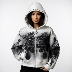 Sweat à capuche surdimensionné pour homme en molleton chenille brodé 220 GSM, 100% coton épais, pull d'hiver délavé à l'acide et effet vieilli - Product Image 4