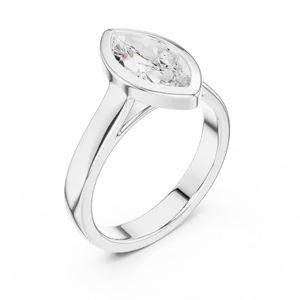 Marquise 2ct Lab Grown Diamond Solitaire Engagement <b>Ring</b> 18K Solid Gold IGI Certified Full Bezel Tapered <b>Split</b> Shank Anniversary - Product Image 2