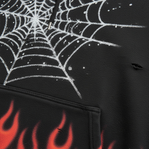 Sudadera con Capucha de Invierno Y2K al por Mayor, con Estampado Gráfico de Telaraña, Estilo Hip Hop Urbano, Ajuste Regular, de Algodón y Forro Polar - Product Image 6