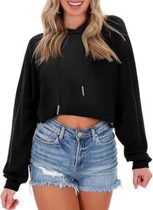 Wholesale Trendy Cropped <b>Hoodie</b> Blank <b>Plain</b> Drop Shoulder Women Crop Top Sweatshirt Custom Streetwear <b>Black</b> Hooded Pullover - Product Image 6