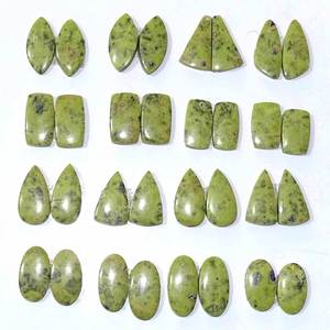 Paire de cabochons en quartz Atlantisite naturel, pierres semi-précieuses pour la fabrication de bijoux, taille personnalisable pour boucles d'oreilles - Product Image 5