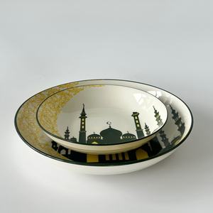 Service de vaisselle en céramique durable et écologique de conception européenne, avec motif à bord doré, assiettes noires et dorées pour restaurants et fêtes - Product Image 5