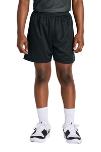Shorts de basketball en mesh, entrejambe 5 pouces, taille haute unie, taille élastique, séchage rapide et respirant, polyester/coton - Product Image 6