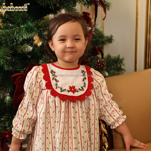 Robe évasée en velours côtelé pour filles avec col pétale et broderie perlée ODM robe smockée en gros pour filles au Vietnam - DR4293 - Product Image 6