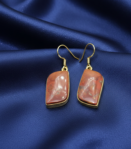 Pendientes de Plata de Ley 925 con Forma de Cometa de Jaspe Norena Natural, Chapados en Oro Rosa y Oro Amarillo, Joyería Minimalista de Lujo para Mujer - Product Image 6