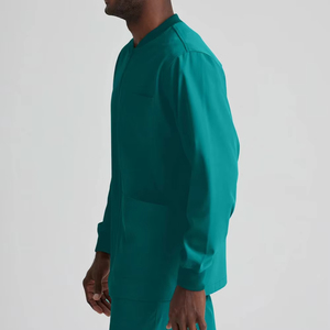 Polyester Rayon Spandex Stretchy Zipper Men's Sports Overcoat <b>Scrub</b> Tops Nurse Fleece Jacket Medical <b>Scrub</b> <b>Set</b> For Men - Product Image 3