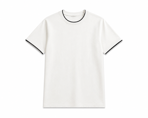 T-shirt pour homme personnalisé à col rond, manches courtes, 100 % coton, avec bordure contrastante, coupe classique, couleur unie, style décontracté, tricoté, écologique - Product Image 1