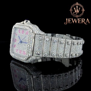 Luxury Bling Hip Hop Moissanite Diamond Watch with Precision Quartz Movement for Everyday Wear and Business Gifts for Sale - Product Image 2