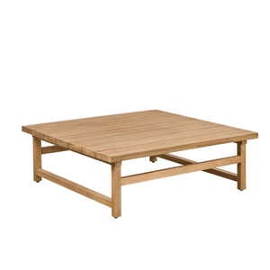 Table basse d'extérieur minimaliste en bois, forme carrée, résistante aux intempéries, mobilier de jardin - Product Image 1