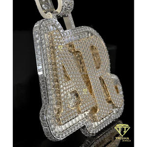 High Quality Custom AR Letter Pendant <b>Necklace</b> Hip Hop Jewelry Personalized <b>Initial</b> Gold Plated 925 Sterling <b>Silver</b> GIA Gift - Product Image 2