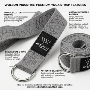 Premium Yoga Strap with Spandex/Polyester Webbing and Metal D-<b>Ring</b> Buckle Portable Non-Slip for <b>Stretching</b> and Fitness Training - Product Image 4