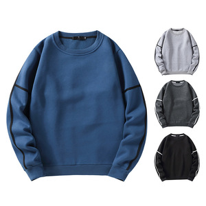 Sudadera Oversize de Cuello Redondo para Hombre 2026, Color Sólido, Tejido de Punto, Estilo Casual, Corte Regular, Detalle de Rayas Blancas - Product Image 3