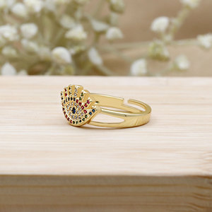 En gros Bague fine en argent sterling plaqué or 14K avec zircon cubique et œil de diable, bijoux œil d'ange maléfique émaillés - Product Image 5