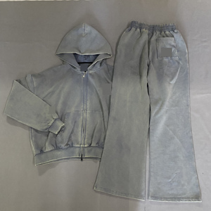 Pantalones de chándal acampanados de algodón para hombre TT981, estilo urbano personalizado, de fabricante, pantalones largos holgados de pierna ancha - Product Image 1
