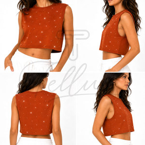 New Arrivals Breathable Women <b>Rhinestone</b> <b>crop</b> <b>top</b> Latest Style Women's <b>Rhinestone</b> <b>crop</b> <b>top</b> Available In all sizes - Product Image 4