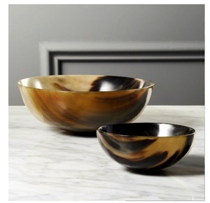 Bol de service en corne fait main, écologique, design moderne, tons bruns, poli, design minimaliste, 8 - Product Image 5