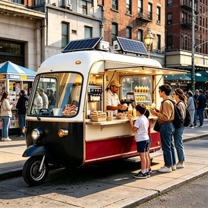 Tricycle électrique pour la vente de nourriture avec vitrine réfrigérée et réfrigérateur homologué CE pour la vente de glaces sur les plages, modèle de luxe - Product Image 6
