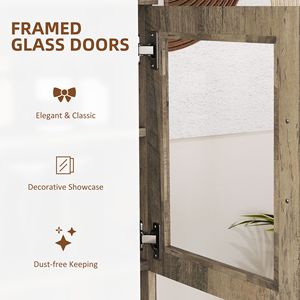 67\" Gray Modern <b>Kitchen</b> <b>Pantry</b> Buffet with Hutch Freestanding Cabinet Design Featuring Glass Doors Shelves Drawers - Product Image 5