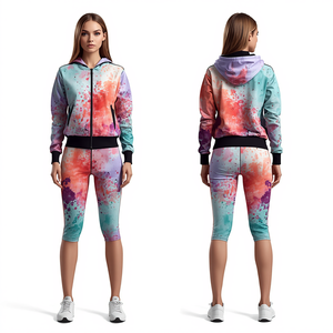 Conjunto Deportivo Informal Unisex con Capucha y Cremallera, Diseño a Cuadros, Ligero, de Poliéster/Algodón Antipilling, Marca Caustic International - Product Image 3