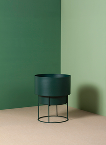 Macetero Metálico Verde Bosque Moderno con Soporte, Maceta Cilíndrica Minimalista para Interiores y Exteriores, Decoración para Jardín y Hogar - Product Image 2