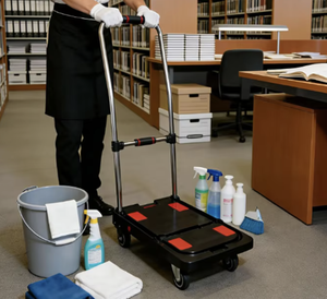 OEM/ODM Heavy Duty Aluminum Alloy Platform Hand Truck 4-<b>Wheel</b> Warehouse <b>Trolley</b> Cart 72×46.5×86.5cm 300kg Load Capacity - Product Image 3