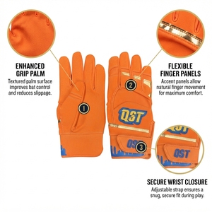 Gants de frappe en cuir durables, à doigts complets, écologiques, à séchage rapide, personnalisables pour les équipes et les clubs de baseball, avec une meilleure adhérence - Product Image 3
