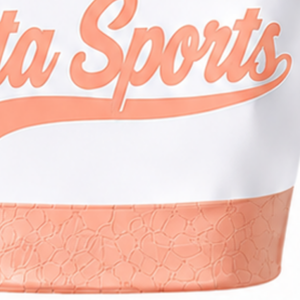 Maillot de cheerleading sans manches sublimé blanc pêche, tenue de sport athlétique pour équipe, entraînement et compétition - Product Image 6