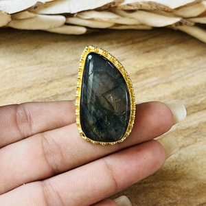Fashionable Statement Design Labradorite <b>Ring</b> <b>Chunky</b> Brass Gold Plated Jewelry Ethnic Vintage Handmade <b>Ring</b> Wholesale Women <b>Ring</b> - Product Image 6