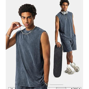 Mens High Quality 100% Cotton Breathable Quick Dry Sports <b>Vest</b> Custom Sleeveless Cropped Boxy Fit Muscle Gym Tank Top Hip Men's - Product Image 4