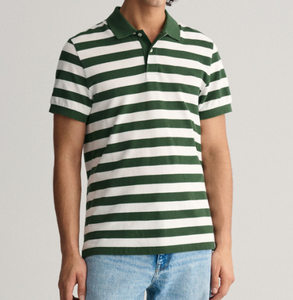 Polo de rugby pour homme en promotion – Impression de logo personnalisée, manches courtes, rayé, respirant, coton, nouveau style, couleur contrastante - Product Image 1