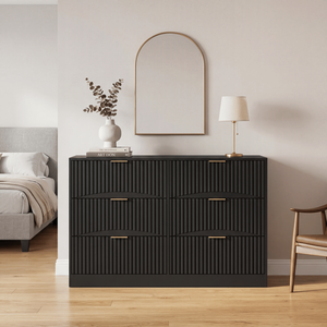 Comò Moderno a 6 Cassetti, Ampio Armadio Nero per Camera da Letto, Soggiorno, Corridoio, Ingresso - Product Image 4