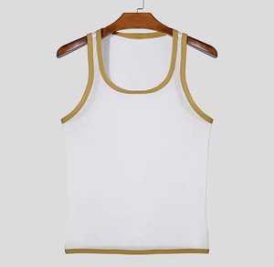 เสื้อกล้ามผู้ชายสีพื้น คอโอ ระบายอากาศได้ดี ผ้าถัก โพลีเอสเตอร์ 100% ทรงลำลอง ดีไซน์เว้า - Product Image 6