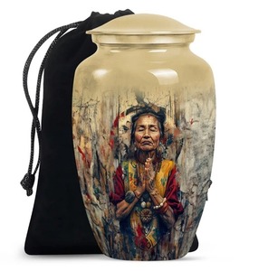 American Eagle Cremation <b>Urn</b> 200 Cubic Inch Adult Size Brown Memorial <b>Urn</b> with Decorative <b>Large</b> Aluminum Funeral <b>Urn</b> - Product Image 6