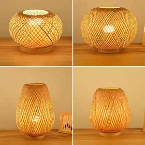 Lampe de table en bambou tissé à la main, lampe de chevet Zen Wabi Sabi, lanterne en rotin japonaise, décoration de chambre en bambou naturel, fournisseur - Product Image 3
