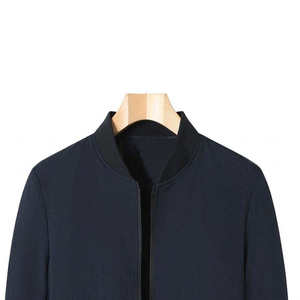 Blouson Bomber Homme Col Montant Fermeture Éclair Manches Tricotées Couleur Unie Coupe-Vent Décontracté Automne Polyester Polaire - Product Image 4