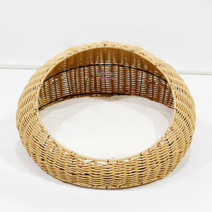 Modern Wicker Rattan Cat Cave <b>Bed</b> Covered Pet <b>House</b> Basket with Soft Cushion - Product Image 1